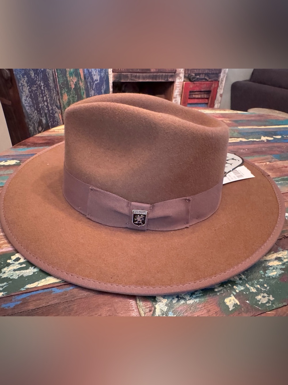 Stacy Adams Brown Felt Fedora with Ribbon Band